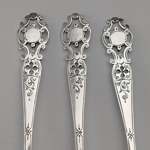 【On Hold】1916 British Antique Pure Silver Tea Spoon Set of 3 Total 55g Walker&Hall